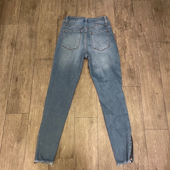 KanCan High Rise Skinny Zipper Ankle Jeans Womens 7/27 Blue Stretch Distressed - Picture 2 of 8